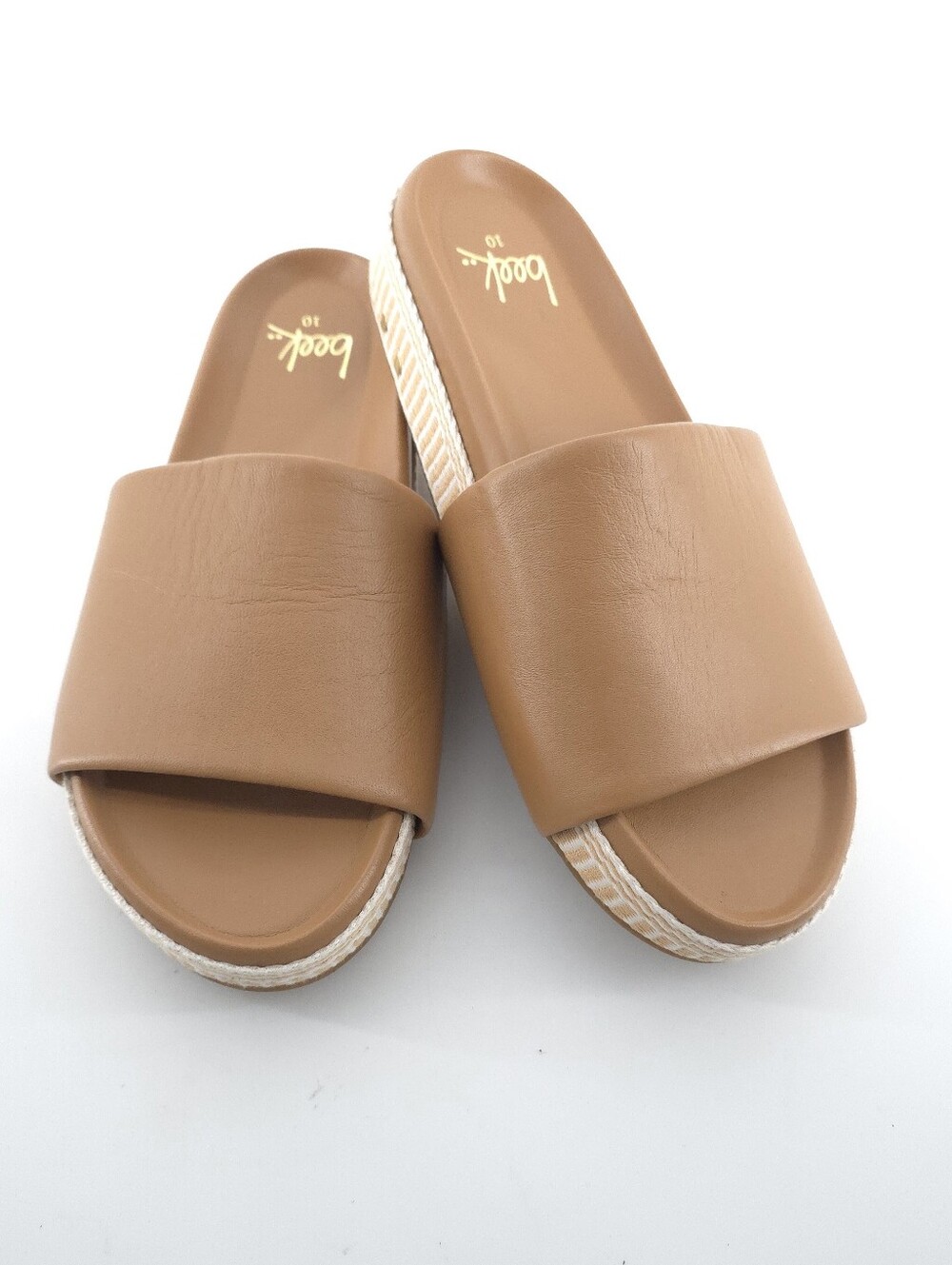 Beek Pelican Platform Braided Jute Slide Sandals Women's Size 10 Leather